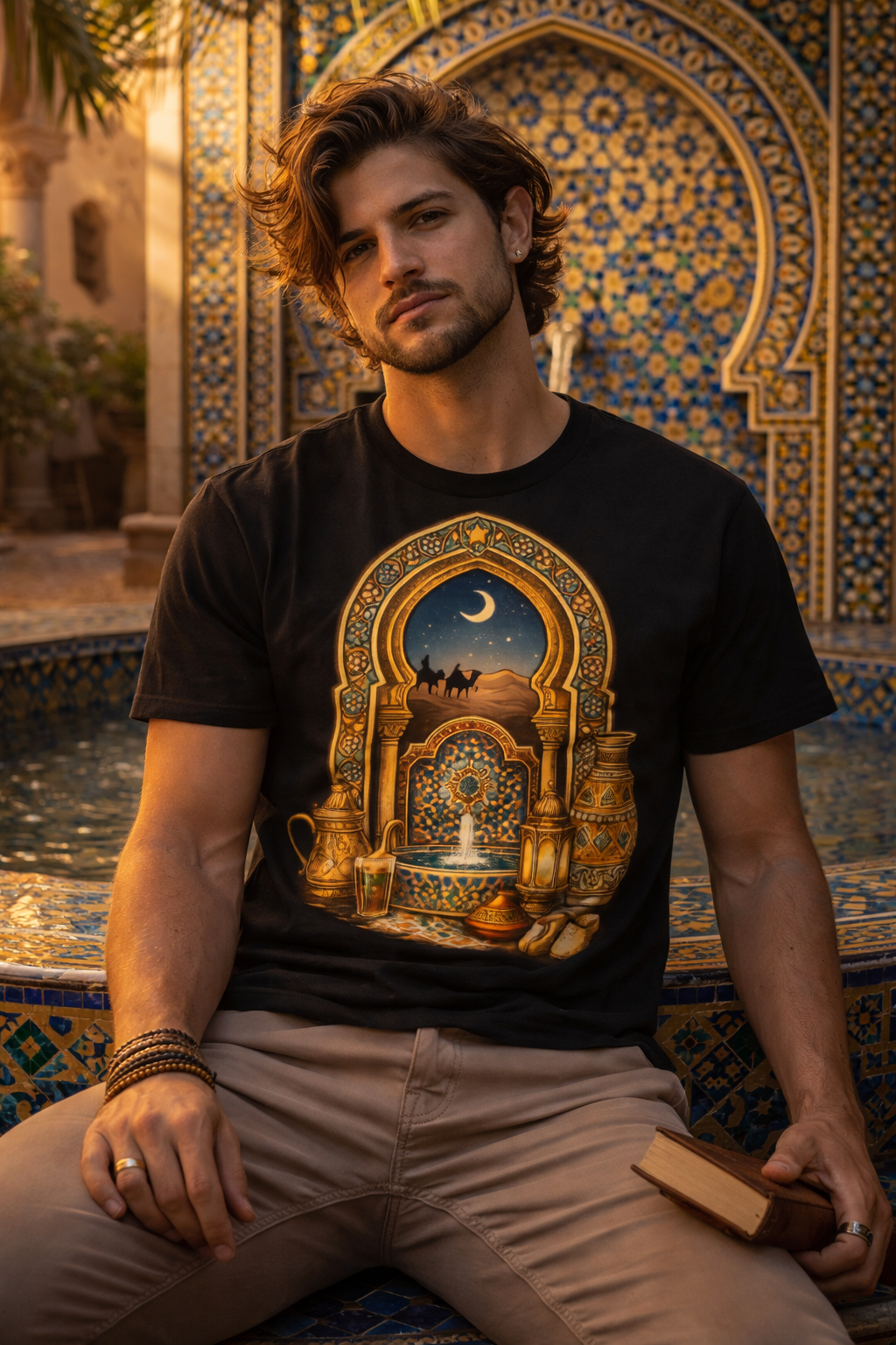 Moroccan Traditional Fountain — Amanar Studio dark Arabian streetwear t-shirt